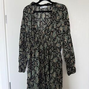 Zara Black and White Long Sleeve Sundress